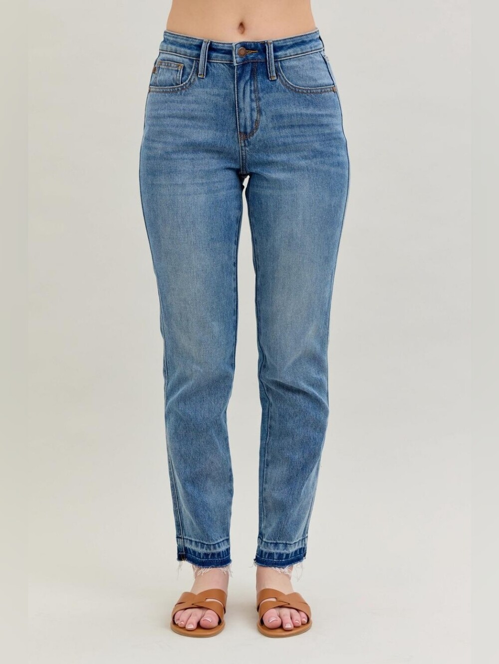 Judy Blue Boyfriend Fit High Rise Jean Fray Hem Stretch Denim Size 13 / 31